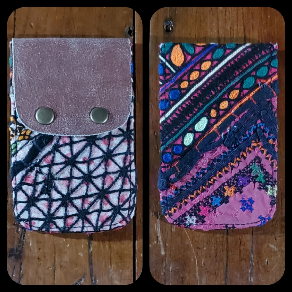 🪬🍄 Free People Boho Embroidered Repurposed vtg banjara hippie Wallet card case
